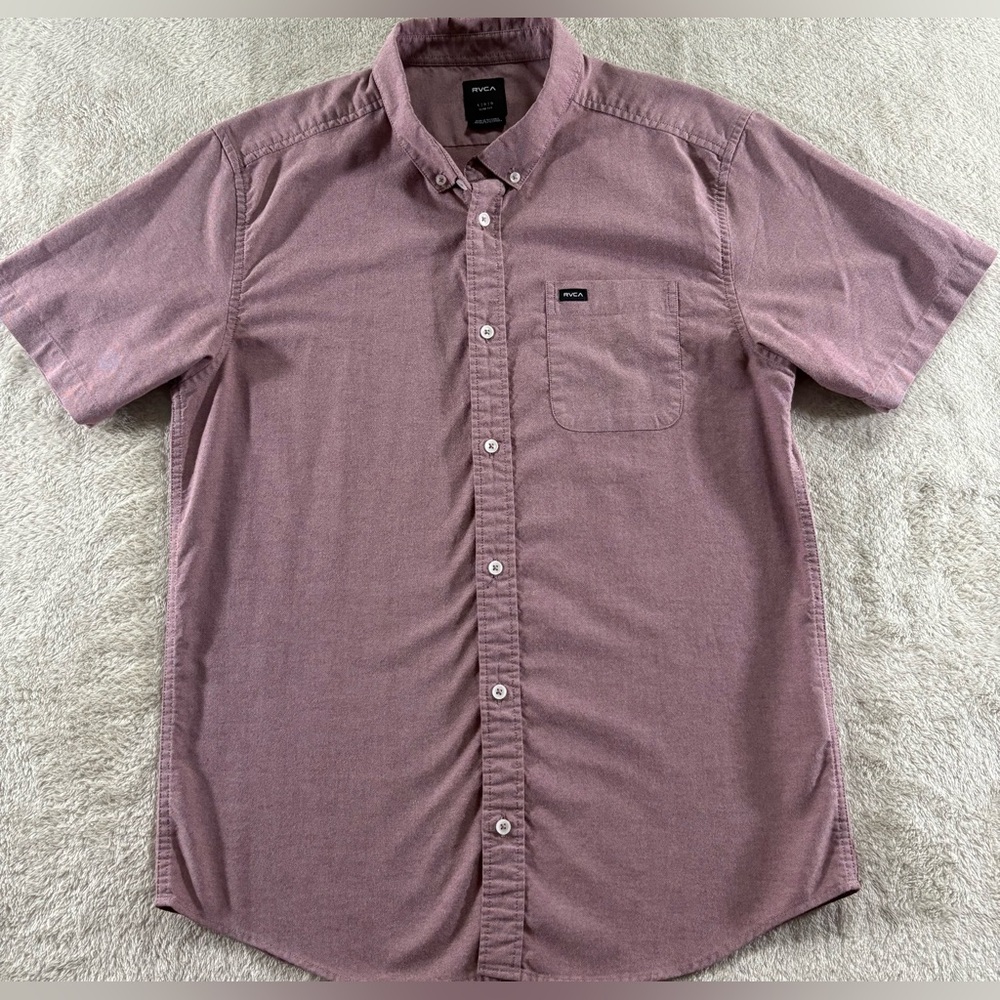 RVCA Men's That'll Do Dobby Short Sleeve Slim Fit Button Down Shirt